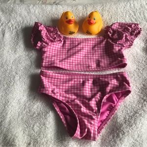 BABY GAP 💕 Itsy Bitsy Pink/White Check 2pc bathing suit  Size 2